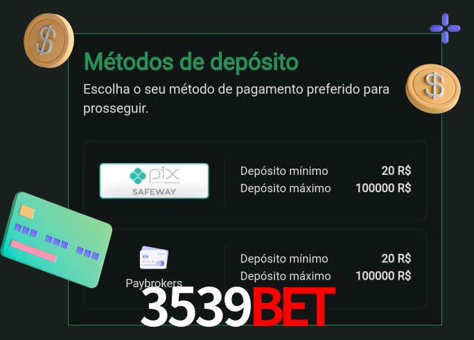 O cassino 3539Bet oferece uma grande variedade de métodos de pagamento